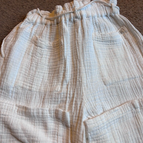 Billabong white 100% cotton pants size Small paper bag beach Wander On - Picture 7 of 8